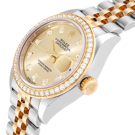 ladies rolex datejust rolesor|rolex datejust 28 diamond bezel.